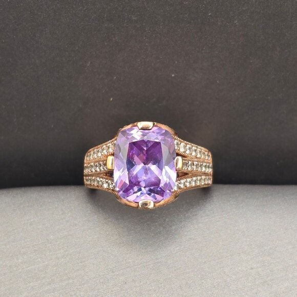 Vanna K Bella Luce Lavender Cushion Cut Ring 18k Rose Gold Over Silver Size 8 - Picture 13 of 13